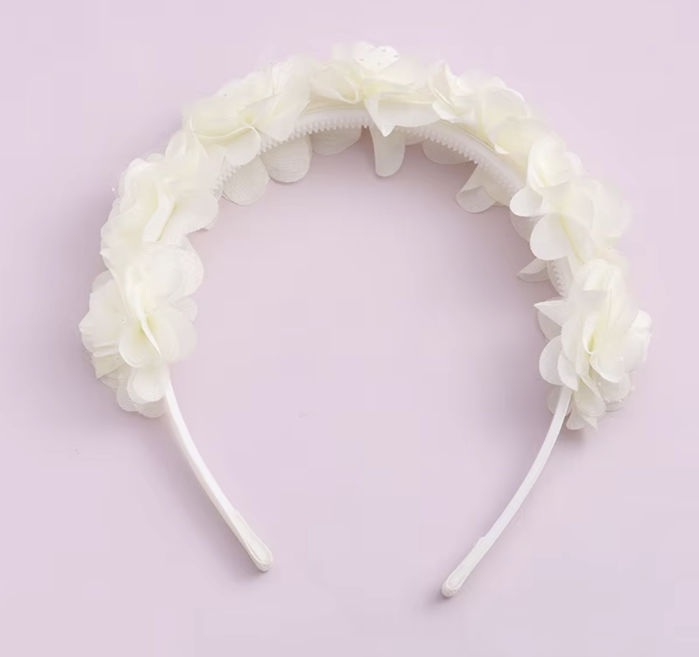 Off White 3D Flower Headband for Girls