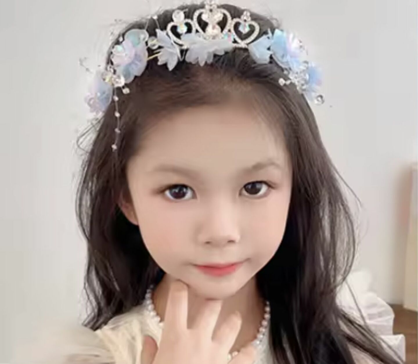 Light Blue Flower Crown Headband for Girls 9015