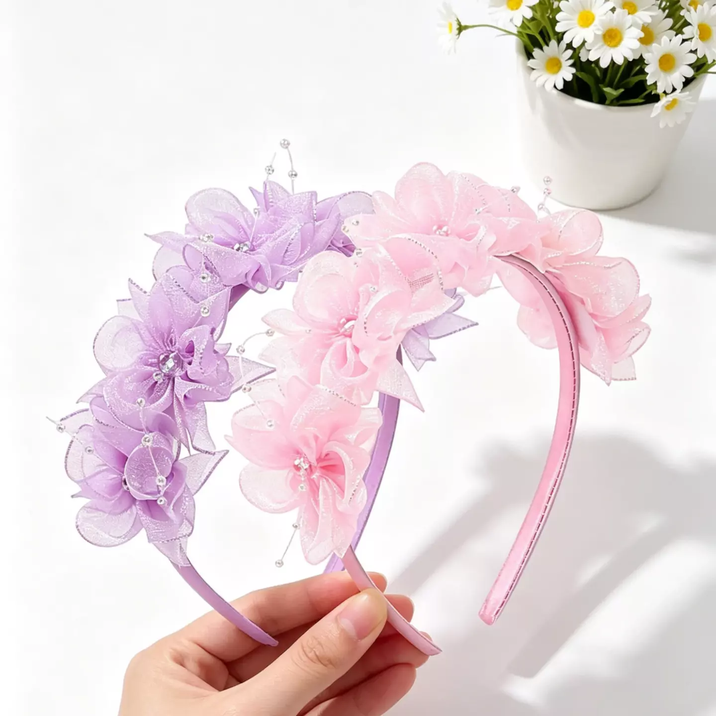 Lavender Chiffon Flower Headband for Girls 9031