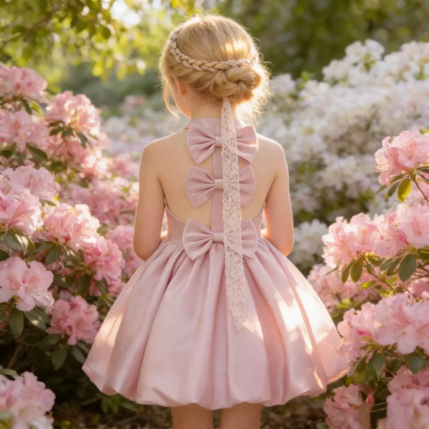 Dusty Pink Scarlett Knee-Length Party Dress for Girls 9052