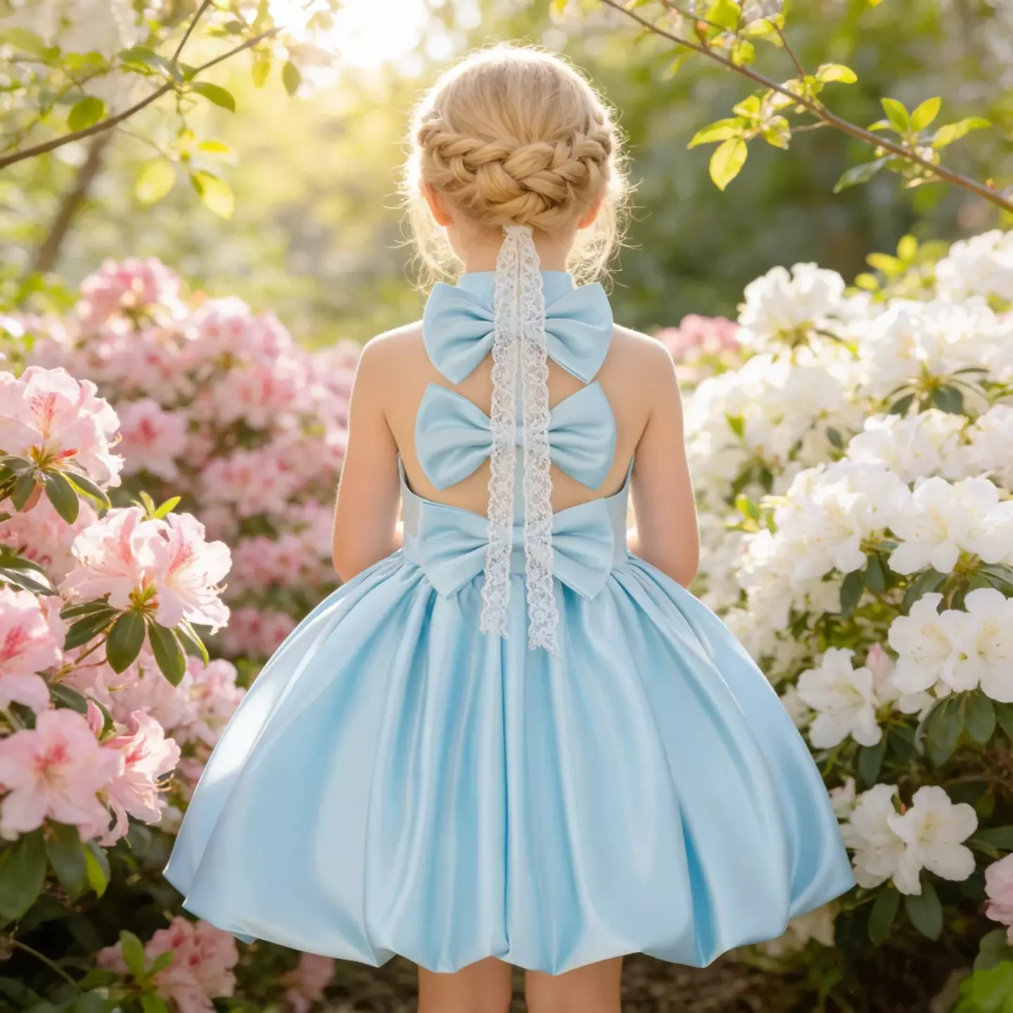 Light Blue Scarlett Knee-Length Party Dress for Girls 9051