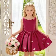 Magenta Kay Knee-Length Flower Girl Dress for Girls