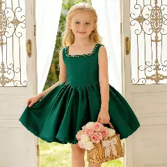 Green Kay Knee-Length Flower Girl Dress for Girls
