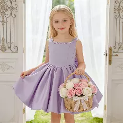 Lavender Kay Knee-Length Flower Girl Dress for Girls