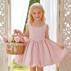 Pink Kay Knee-Length Flower Girl Dress for Girls