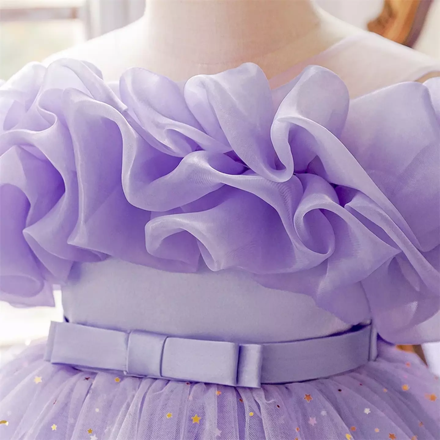 Sophie Lavender 3D Floral Tulle Party Dress with Sparkle Tiered Skirt