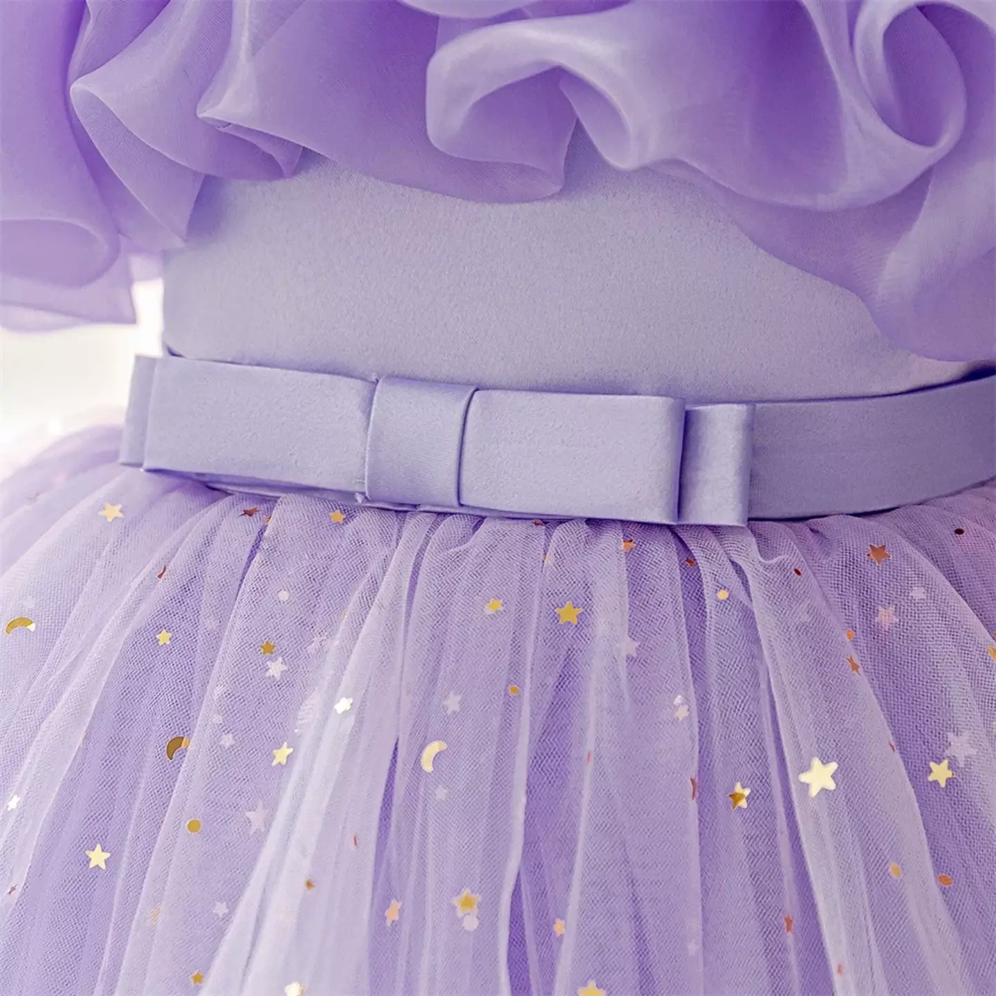 Sophie Lavender 3D Floral Tulle Party Dress with Sparkle Tiered Skirt