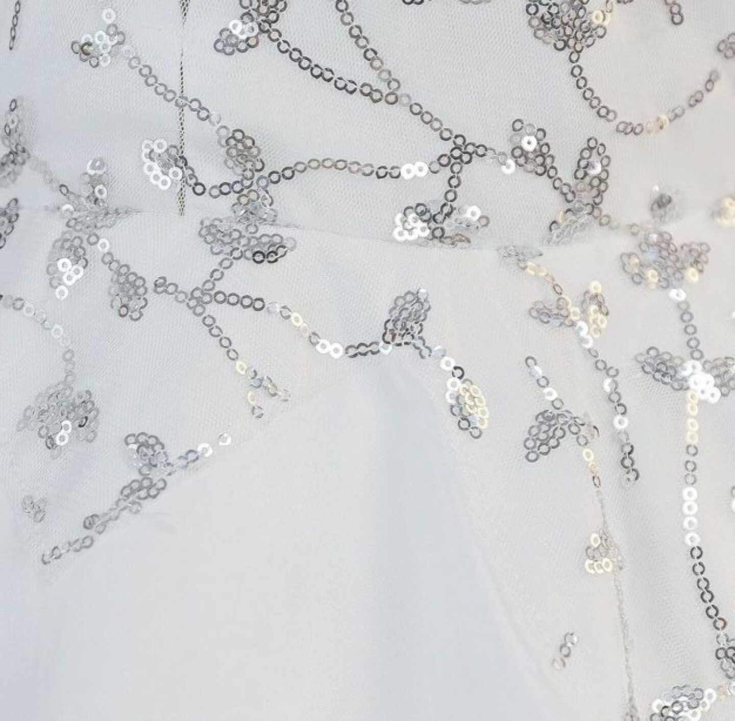 Adora White Sequin Lace Flower Girl Dress with Long Train