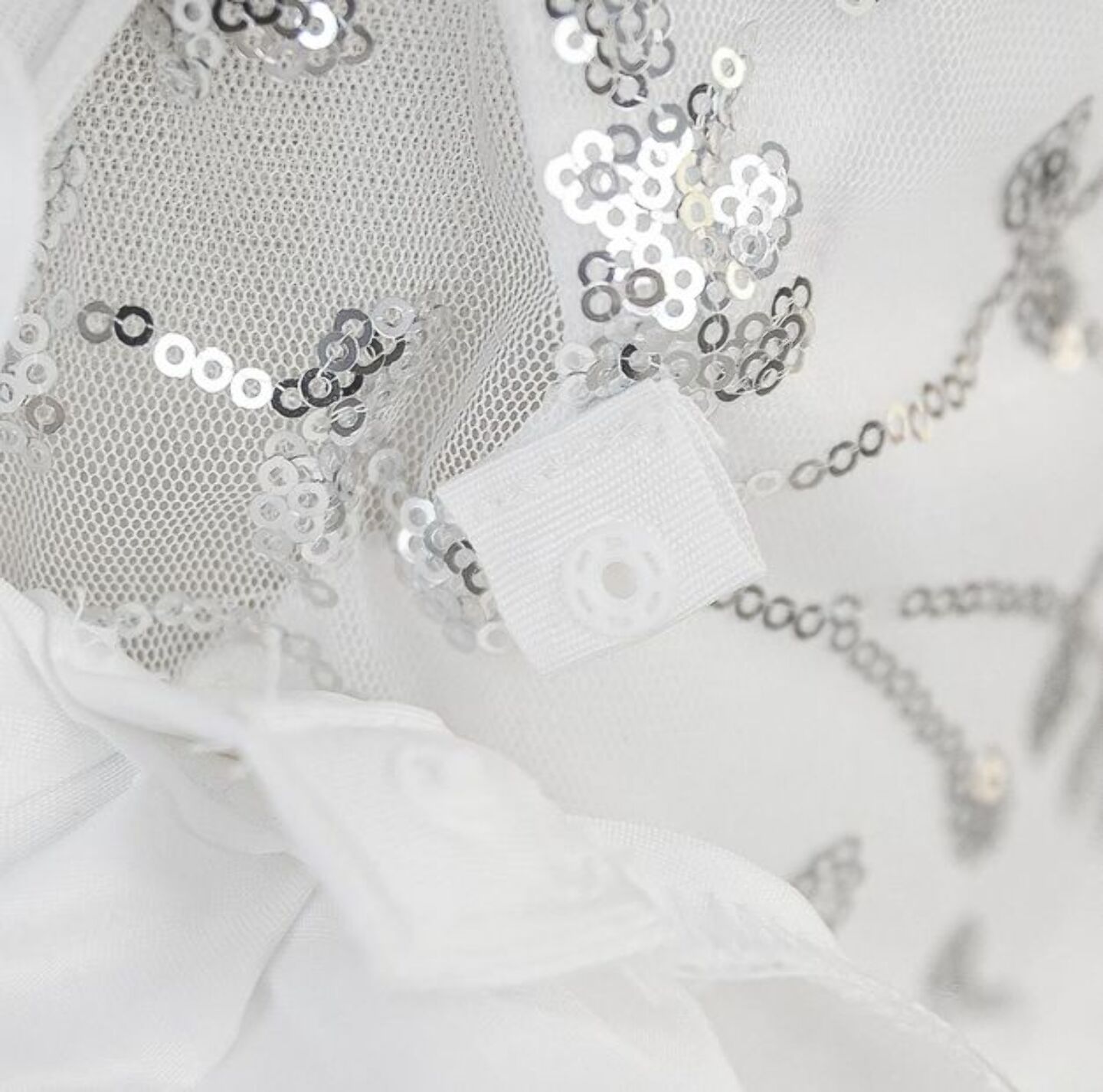 Adora White Sequin Lace Flower Girl Dress with Long Train