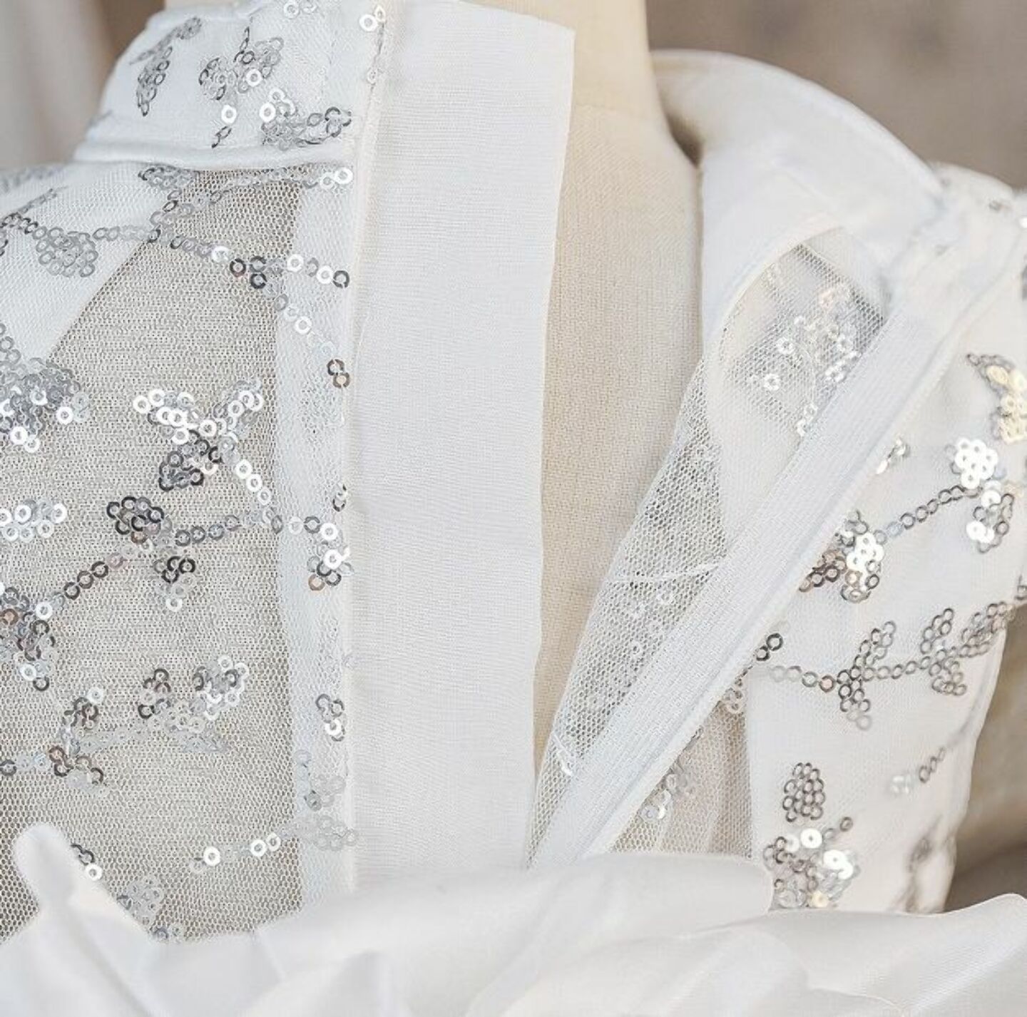 Adora White Sequin Lace Flower Girl Dress with Long Train
