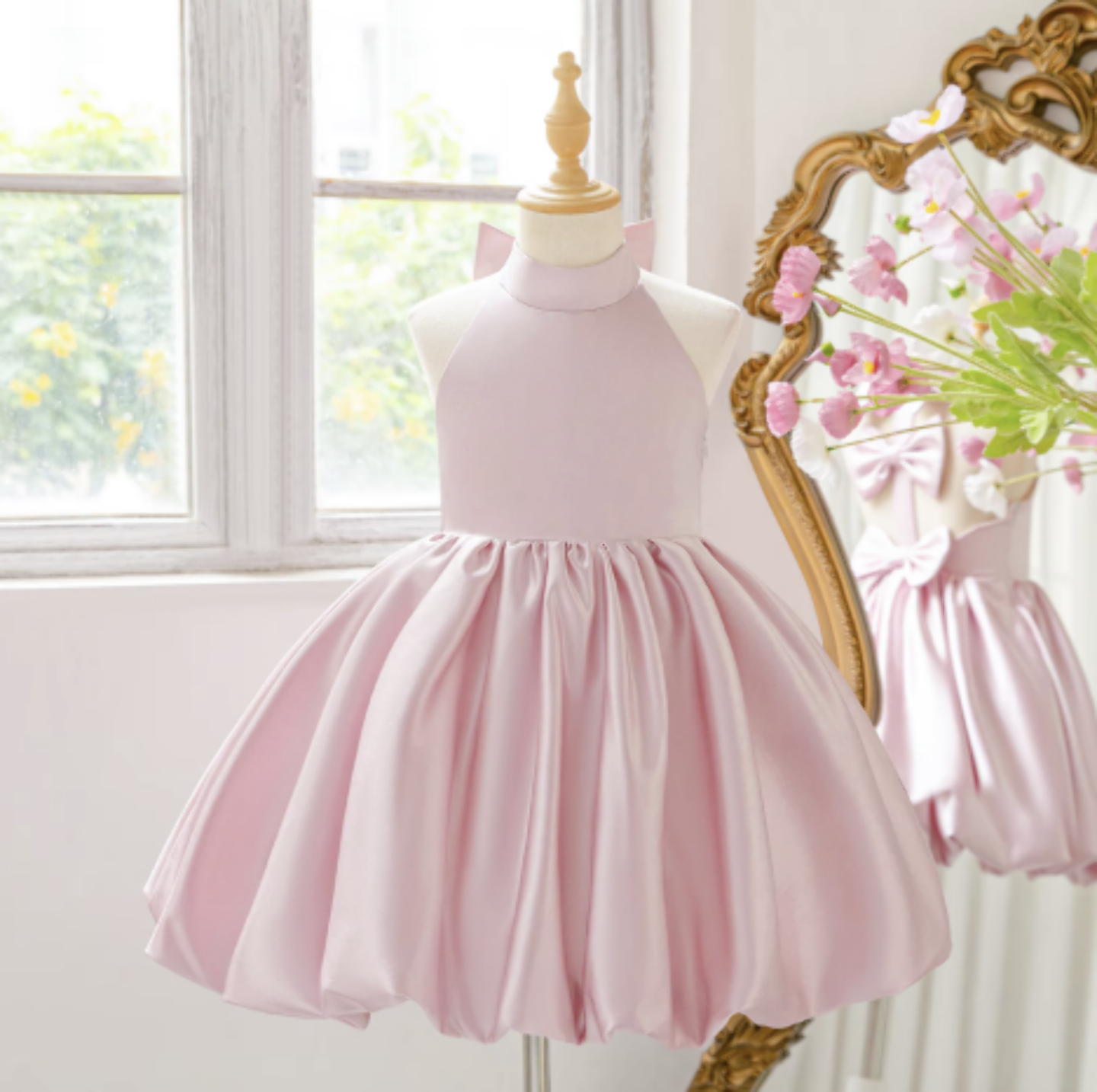Dusty Pink Scarlett Knee-Length Party Dress for Girls 9052