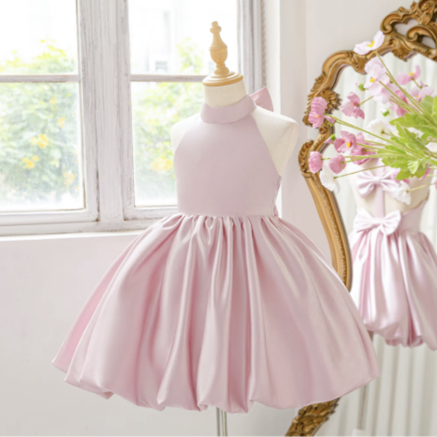 Dusty Pink Scarlett Knee-Length Party Dress for Girls 9052