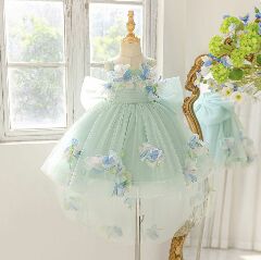 Sage Green Flower Girl Dress + Accessories Bundle | Haley High-Low Tulle Dress