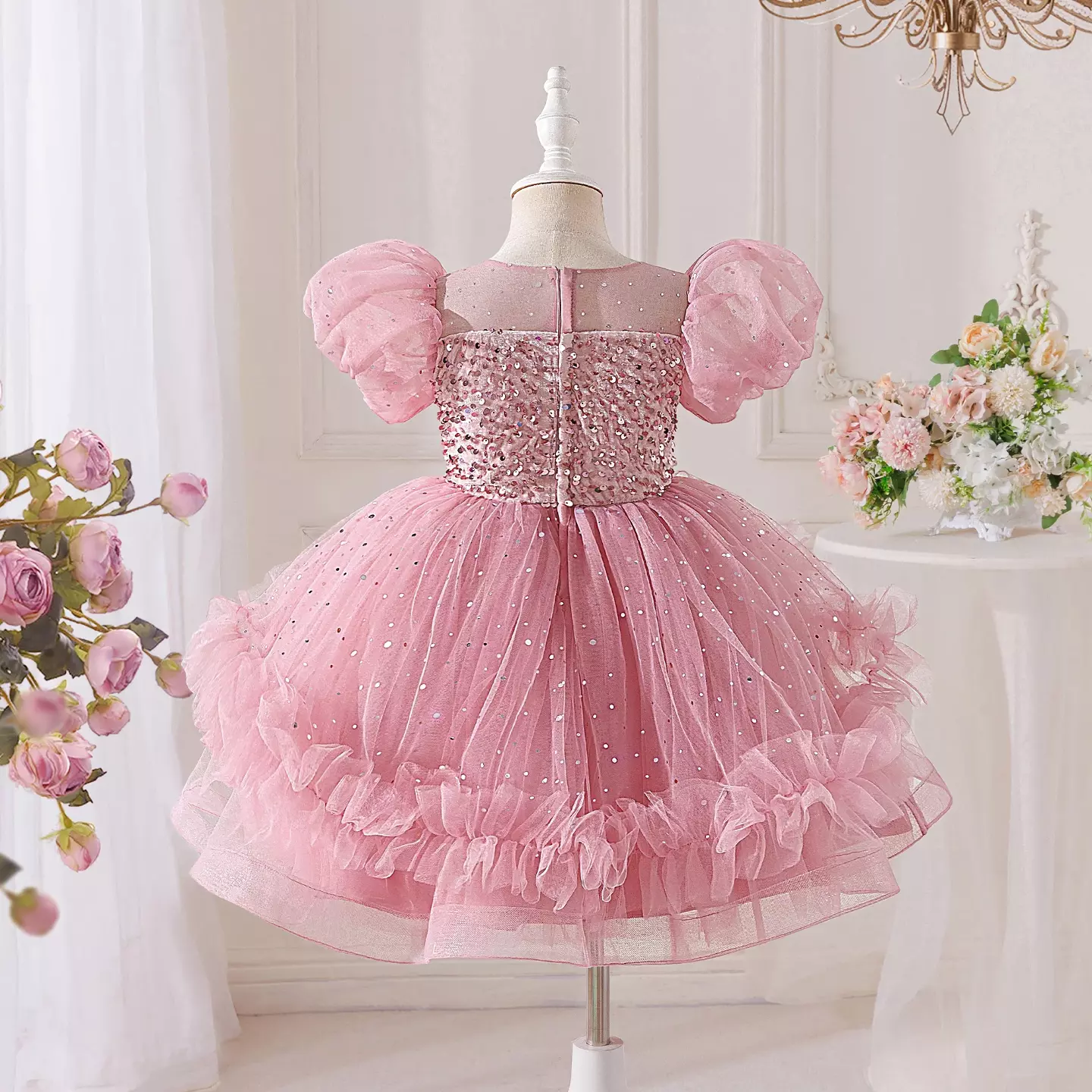 Dusty Pink Sequin Dress + Accessories Bundle | Alina Sparkle Party Dress