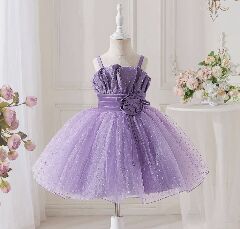 Purple Ruffle Bodice Party Dress + Accessories Bundle | Pauline Flower Girl Dress