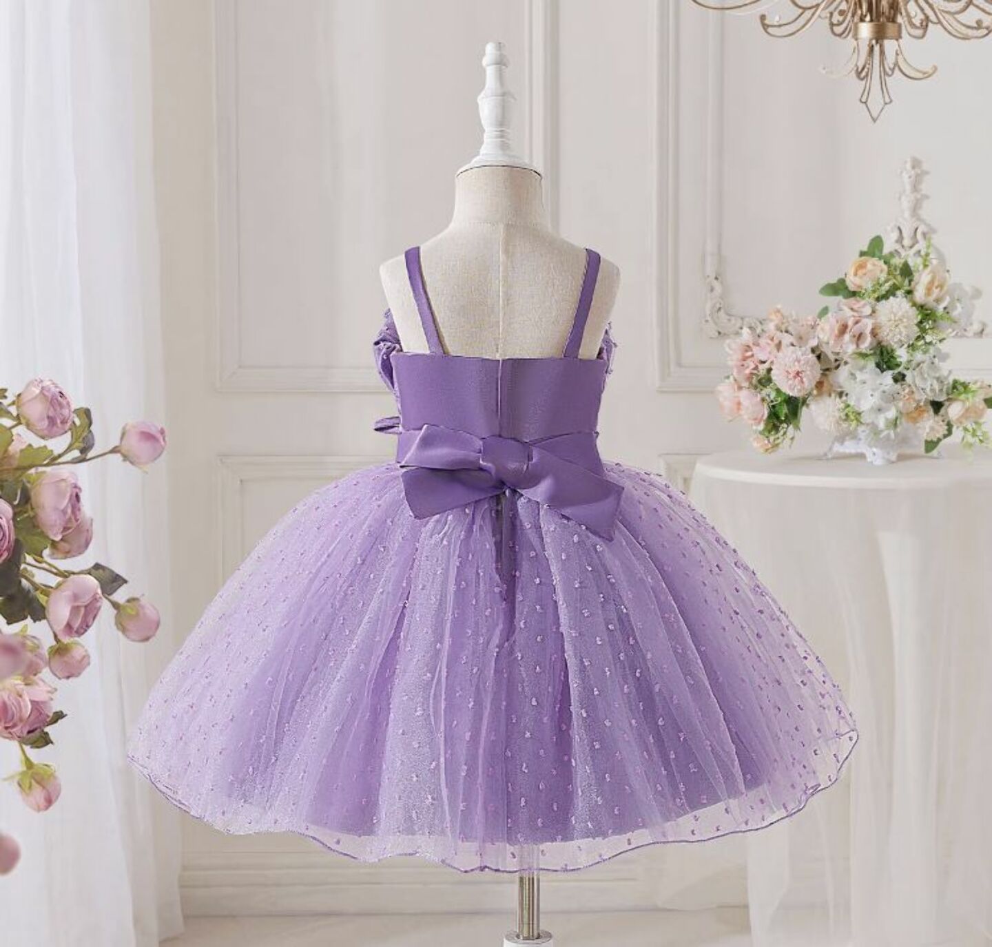 Purple Ruffle Bodice Party Dress + Accessories Bundle | Pauline Flower Girl Dress