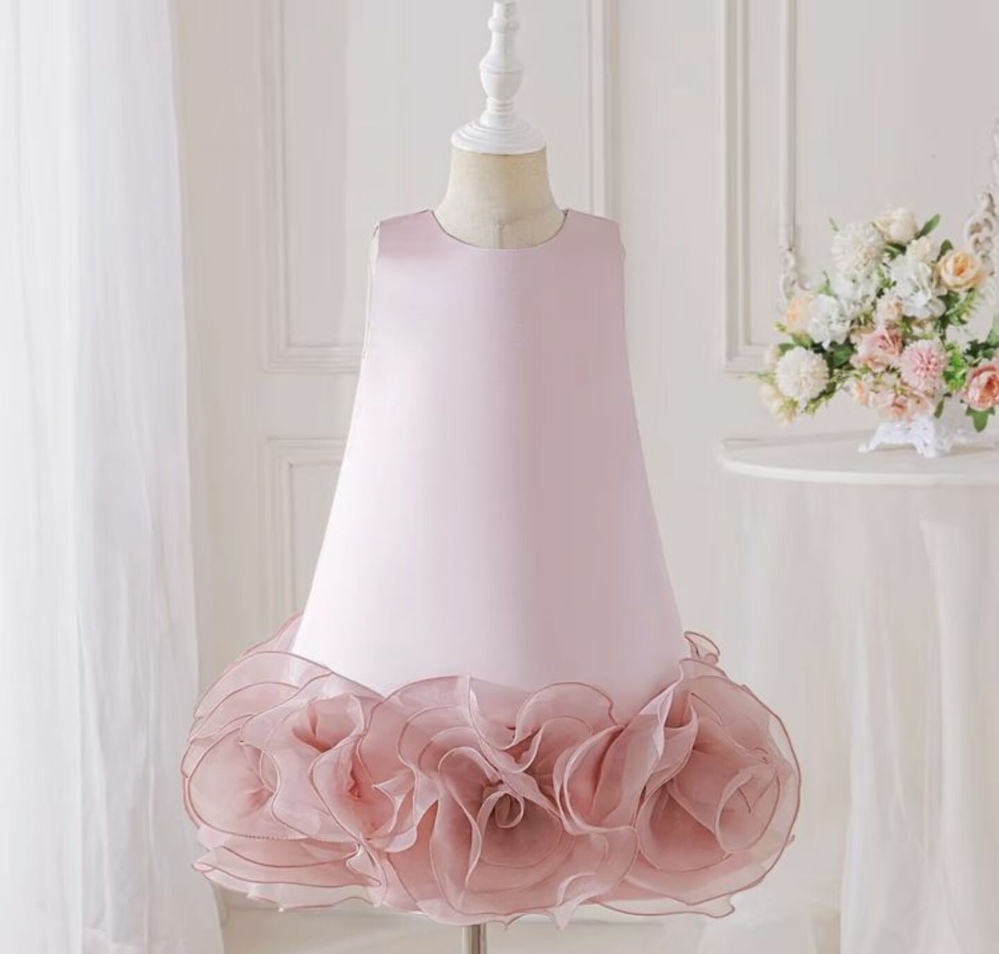 Dusty Pink Rosette Hem Party Dress + Accessories Bundle | Vicky Flower Girl Dress