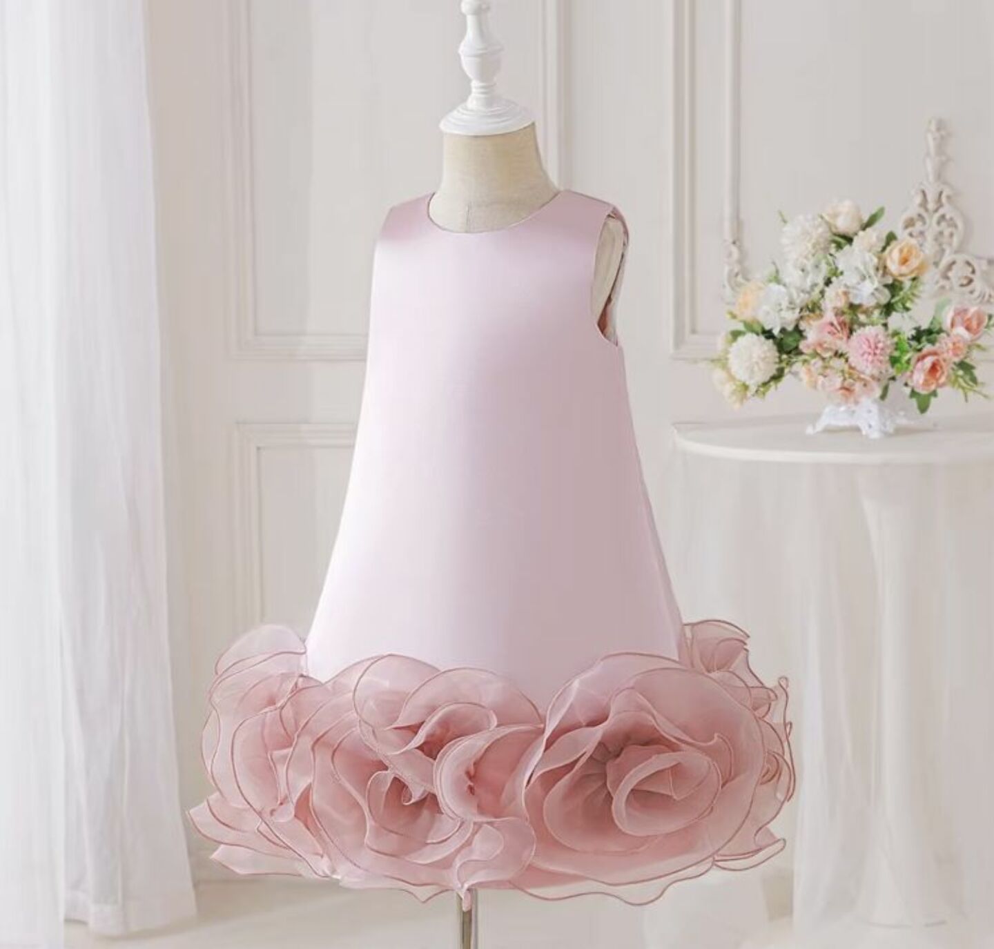 Dusty Pink Rosette Hem Party Dress + Accessories Bundle | Vicky Flower Girl Dress