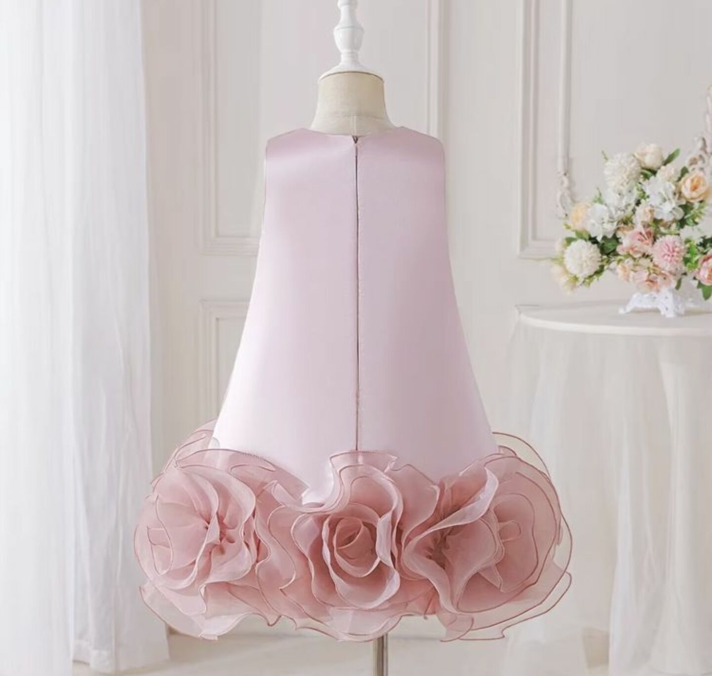 Dusty Pink Rosette Hem Party Dress + Accessories Bundle | Vicky Flower Girl Dress