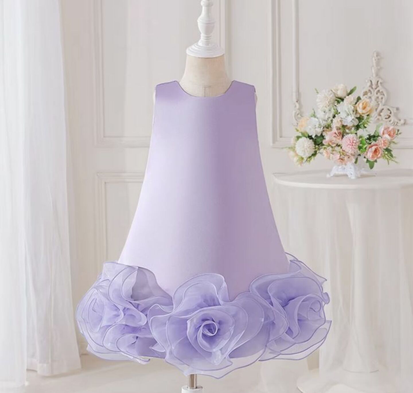 Lavender Rosette Hem Party Dress + Accessories Bundle | Vicky Flower Girl Dress