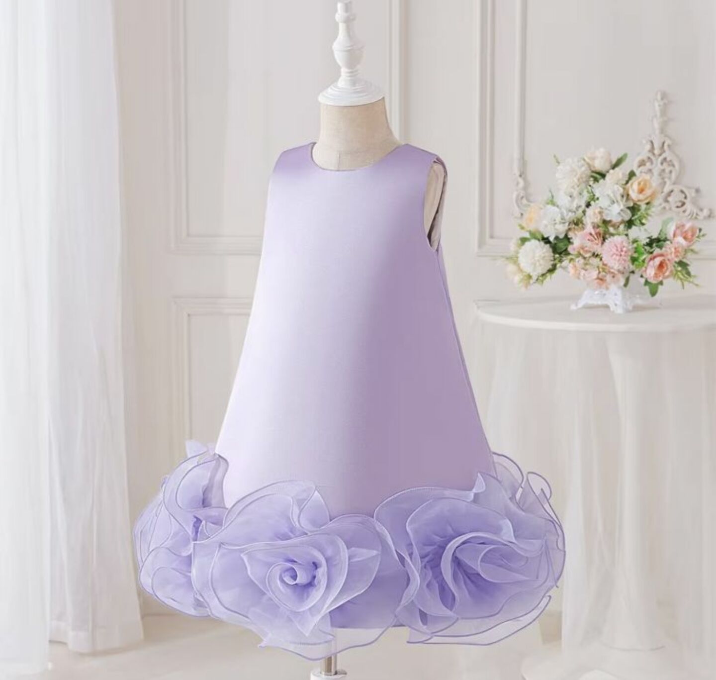 Lavender Rosette Hem Party Dress + Accessories Bundle | Vicky Flower Girl Dress
