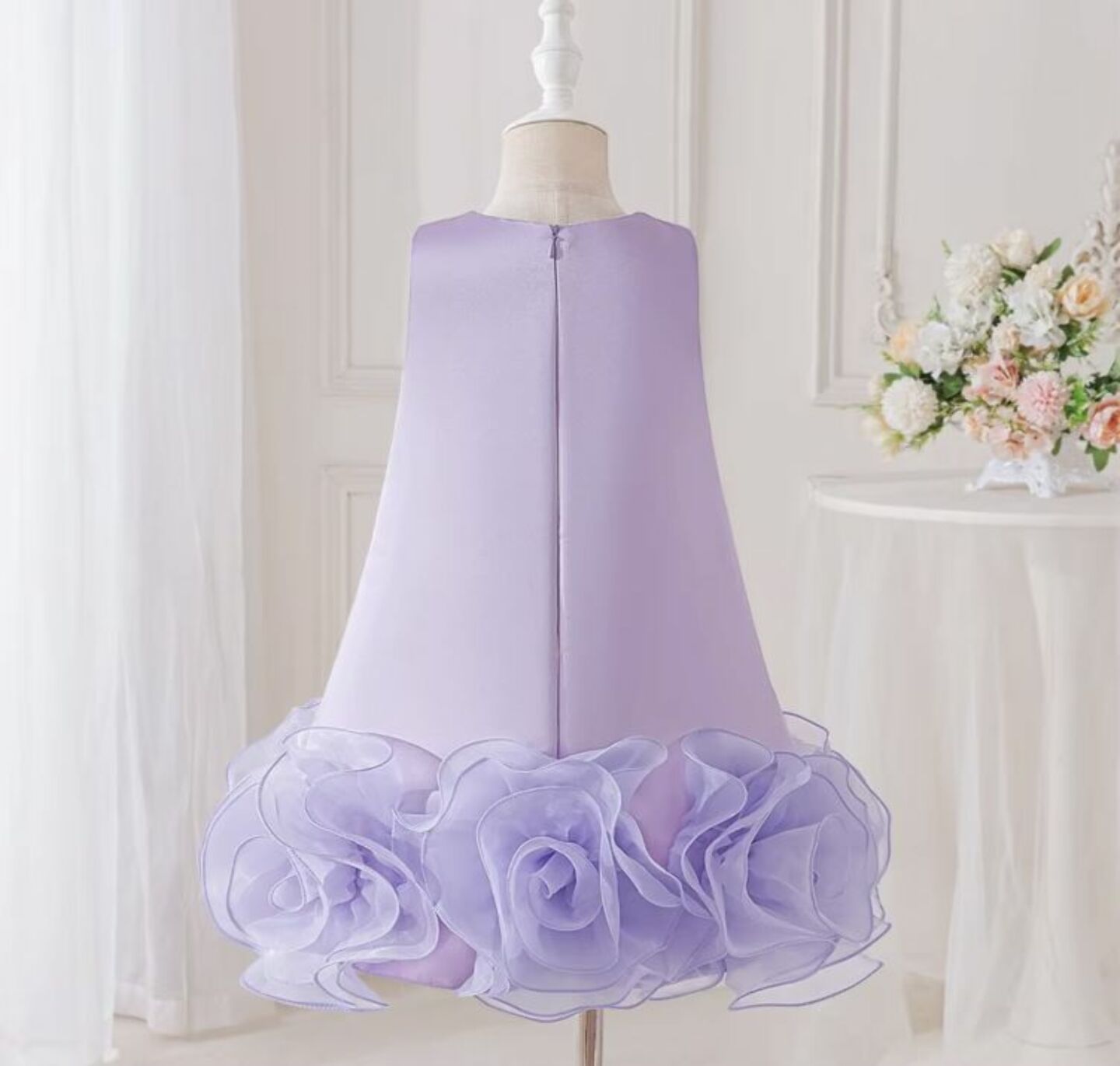 Lavender Rosette Hem Party Dress + Accessories Bundle | Vicky Flower Girl Dress