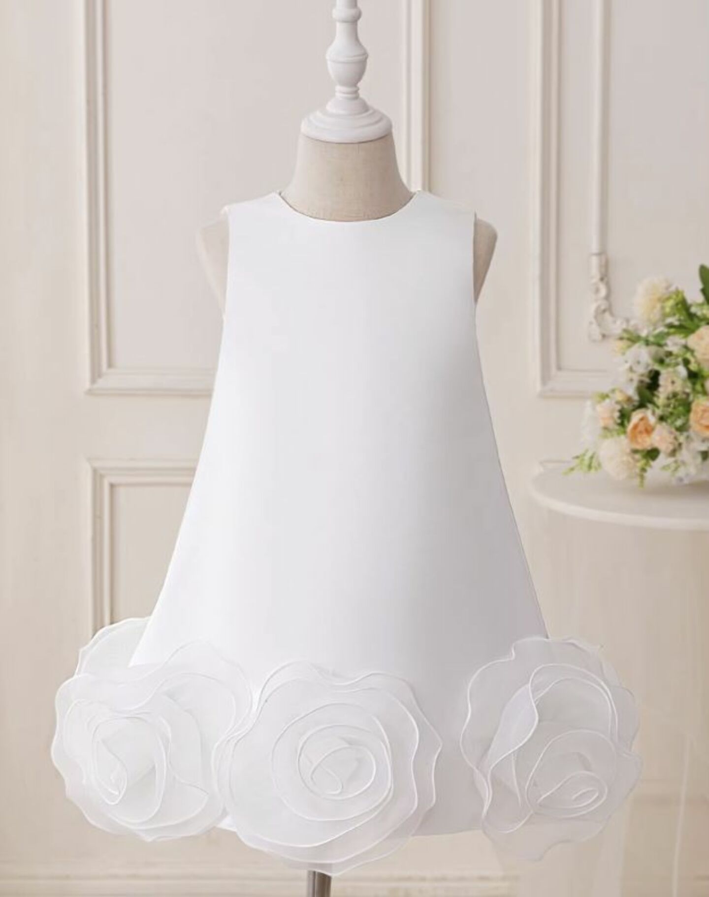 White Rosette Hem Party Dress + Accessories Bundle | Vicky Flower Girl Dress