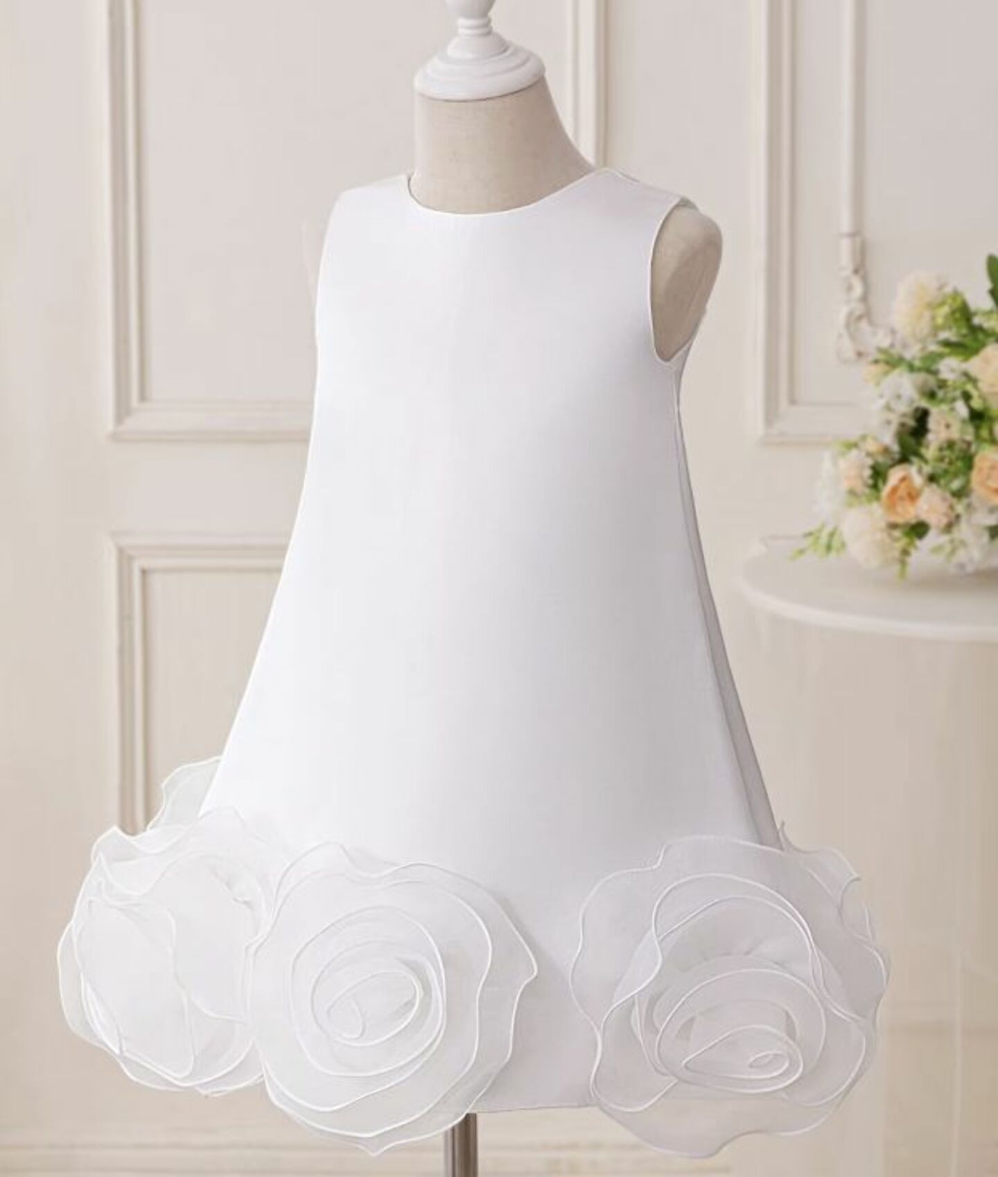 White Rosette Hem Party Dress + Accessories Bundle | Vicky Flower Girl Dress