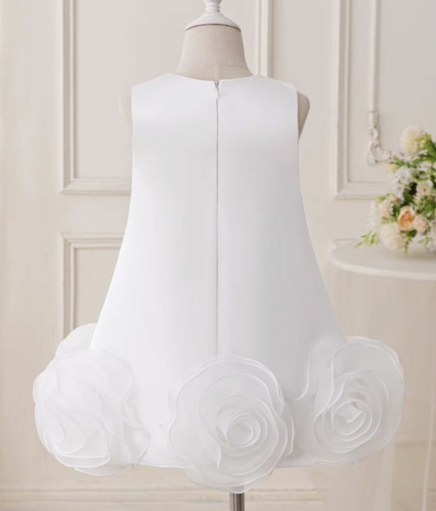 White Rosette Hem Party Dress + Accessories Bundle | Vicky Flower Girl Dress