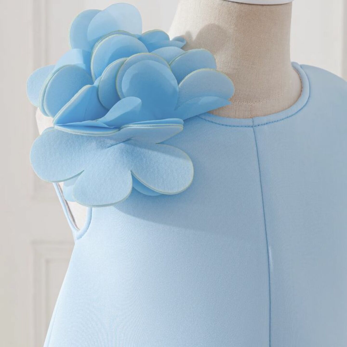 Elisa Light Blue 3D Petal Hem Party Dress for Girls