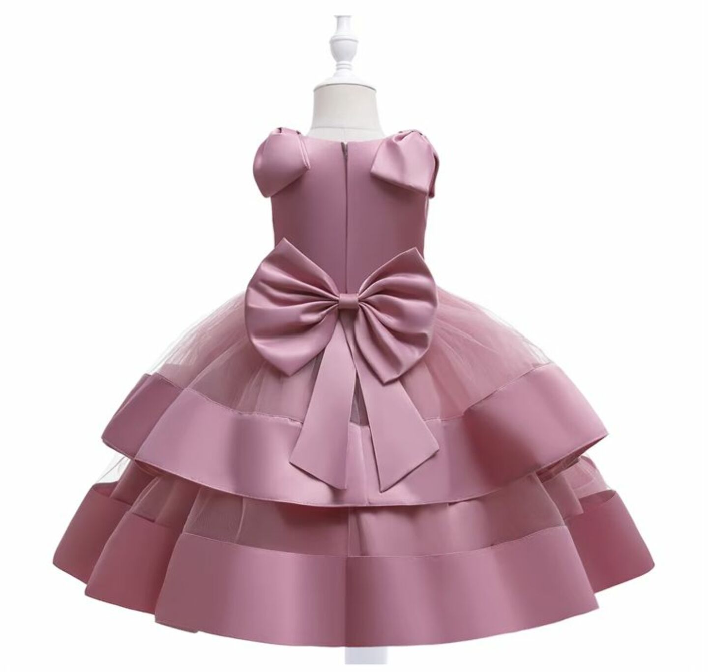 Yamille Dusty Pink Tiered Bow Party Dress for Girls