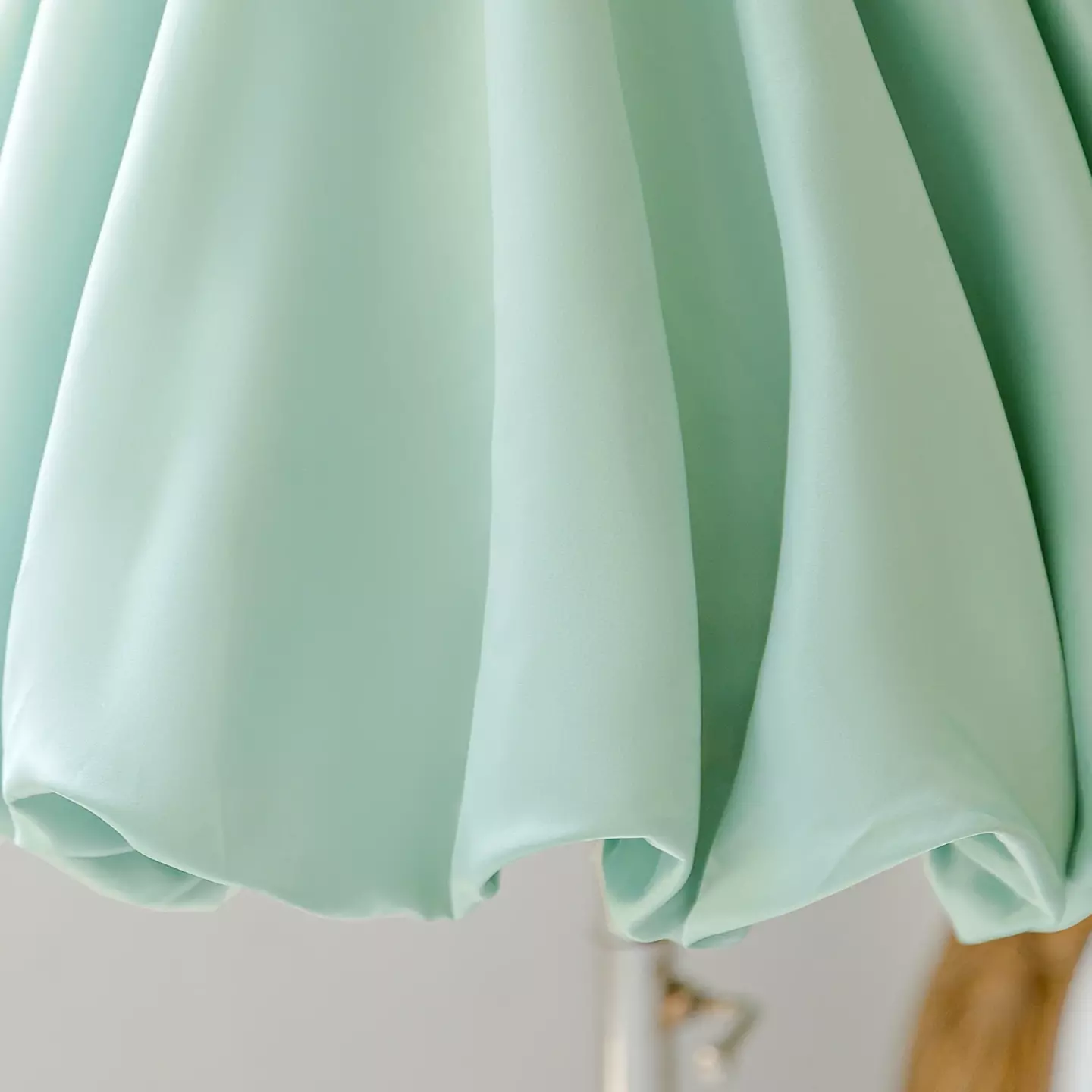 Jasmine Sage Green Off-Shoulder Puff Sleeve Knee Length Party Dress for Girls