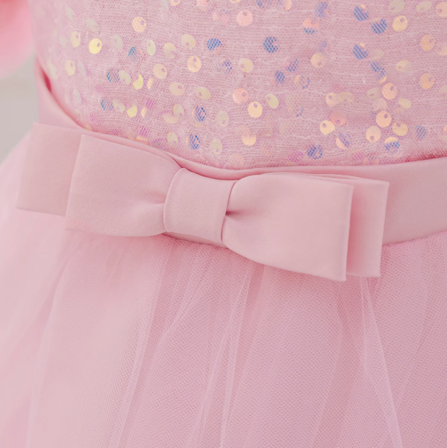 Kendall Pink Sequin Rosette Hem Knee Length Party Dress for Girls