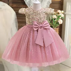 Halston Dusty Pink Sequin Lace Tulle Party Dress for Girls