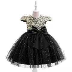 Halston Black Sequin Lace Tulle Formal Dress for Girls