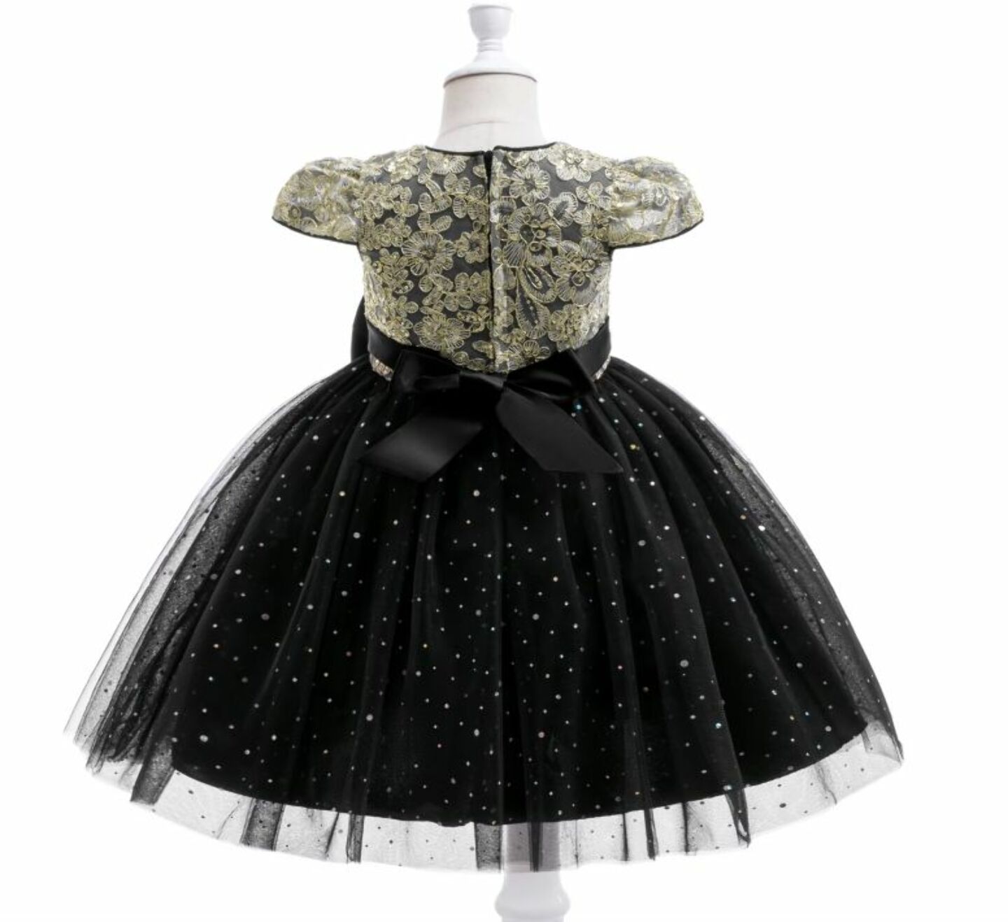 Halston Black Sequin Lace Tulle Formal Dress for Girls