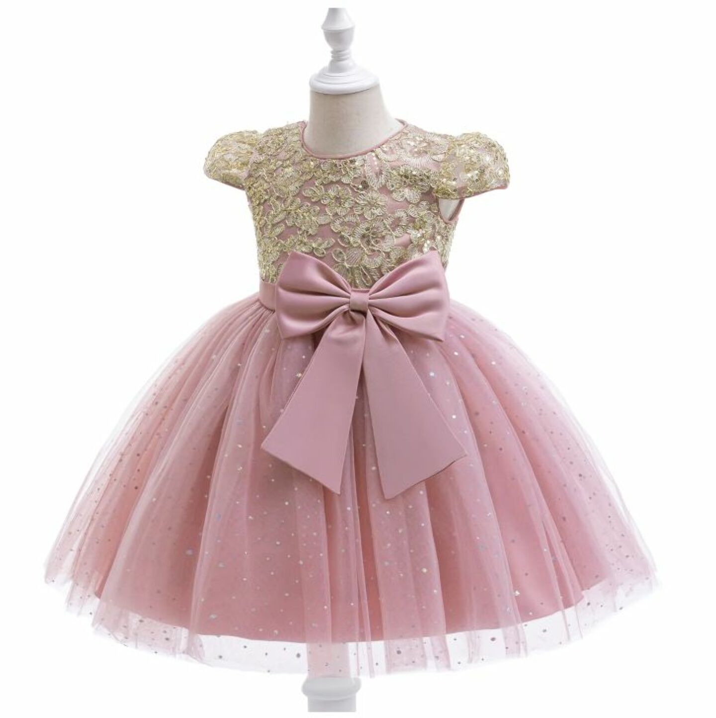 Halston Dusty Pink Sequin Lace Tulle Party Dress for Girls