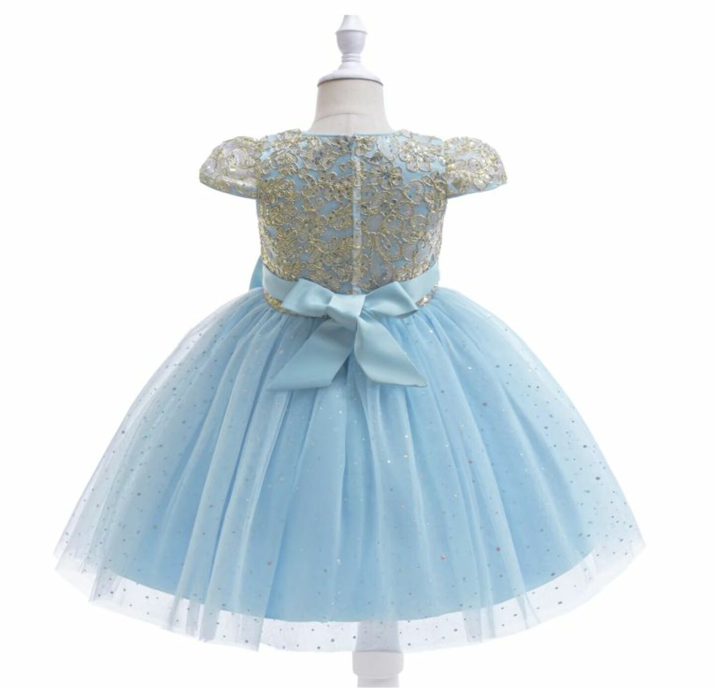 Halston Light Blue Sequin Lace Tulle Party Dress for Girls