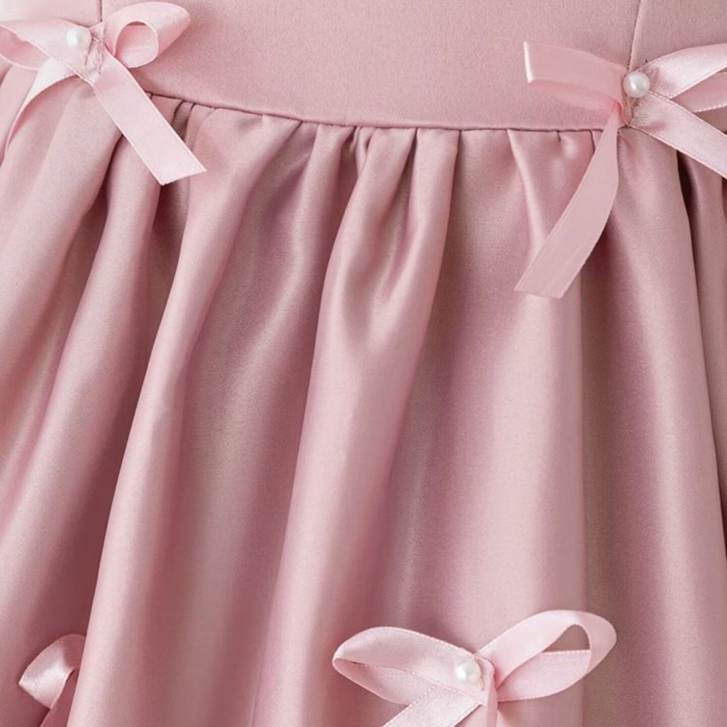 Bondi Dusty Pink Satin Bow Back Knee Length Dress for Girls