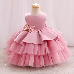 Amity Dusty Pink Satin Bodice Tiered Tulle Dress for Girls