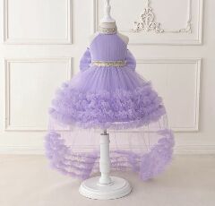 Georgia Lavender Tiered Tulle Party Dress with Removable Tail