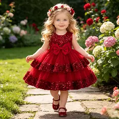 Lindsey Maroon Sequin Bow Tiered Tulle Baby Girls Party Dress | Lucys