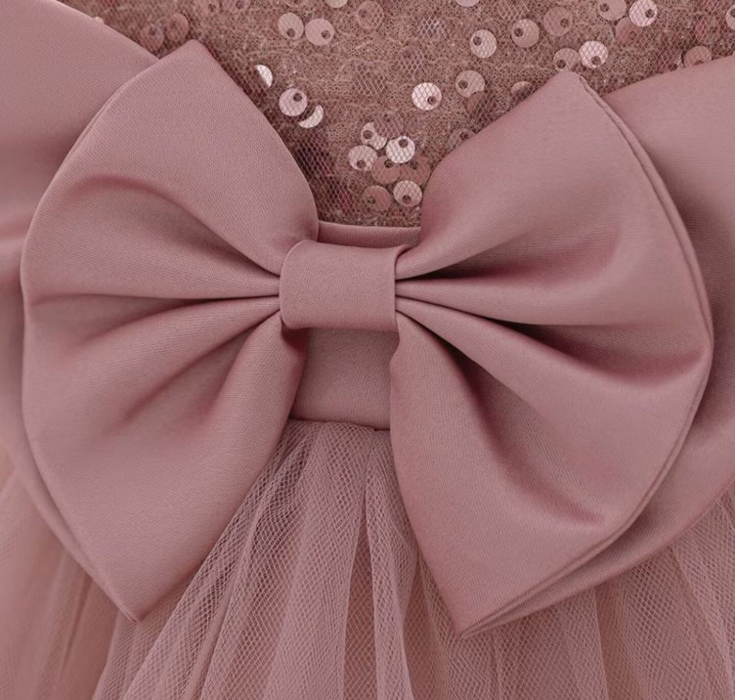 Lindsey Dusty Pink Sequin Bow Tiered Tulle Baby Girls Dress | Lucys