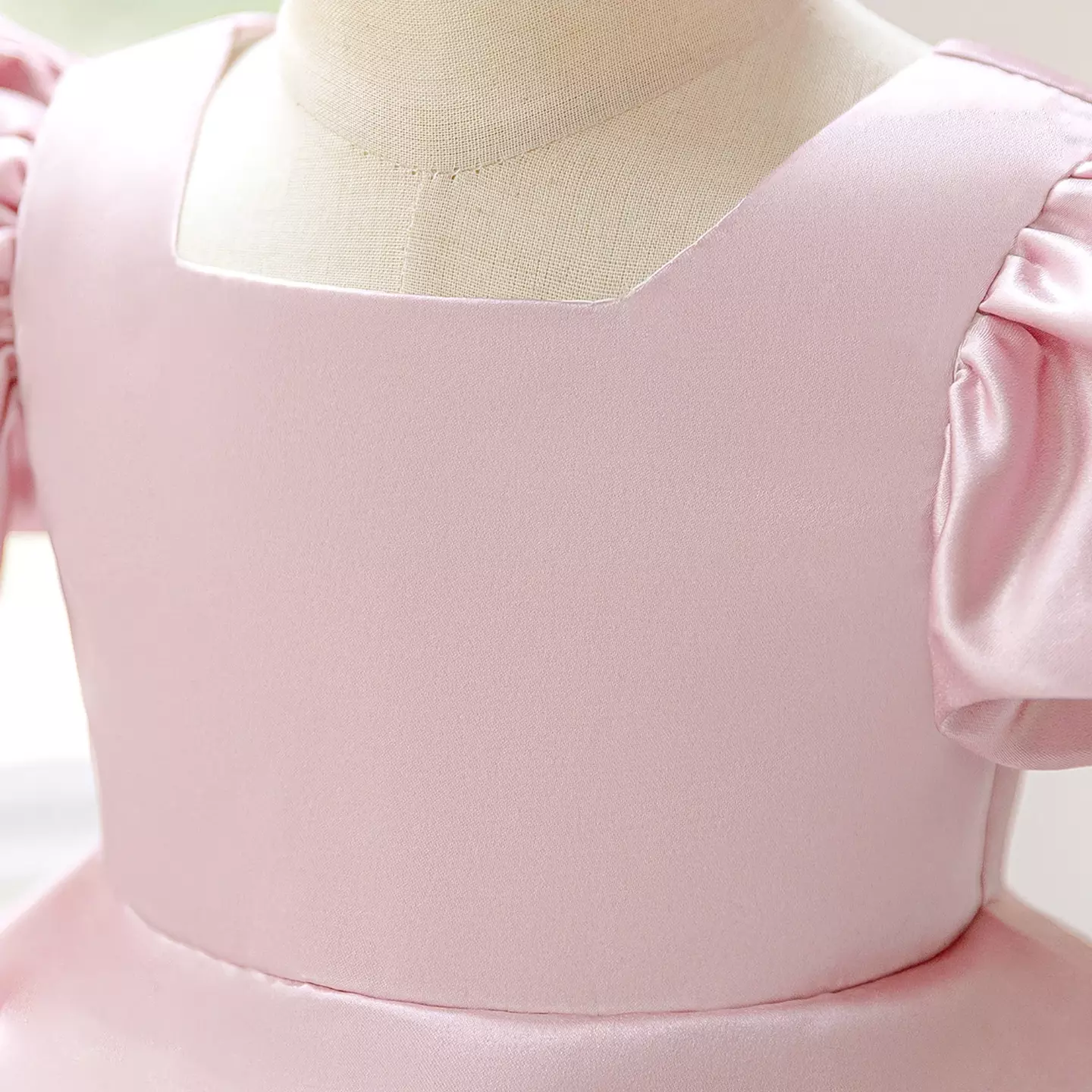 Collins Dusty Pink Satin Puff Sleeve Party Dress with Tulle Underskirt