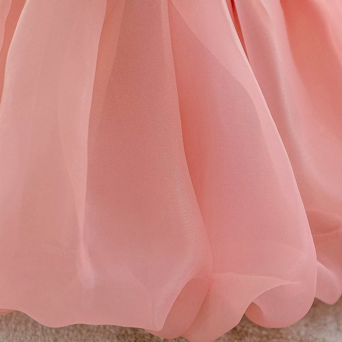 Samantha Dusty Pink Organza Bow Baby Party Dress with Bubble Hem
