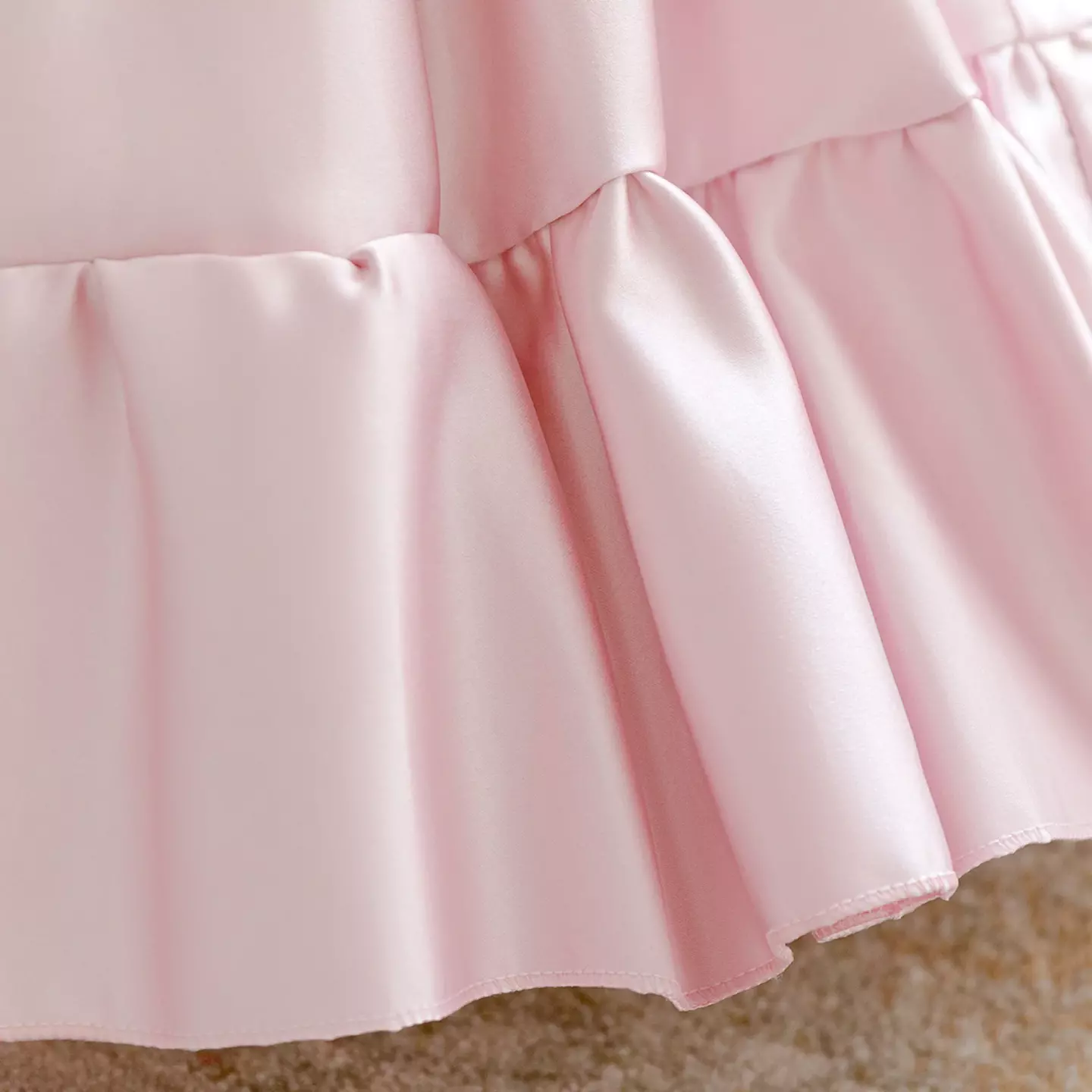 Feanna Dusty Pink Satin Pintuck Bodice Baby Party Dress with Back Bow