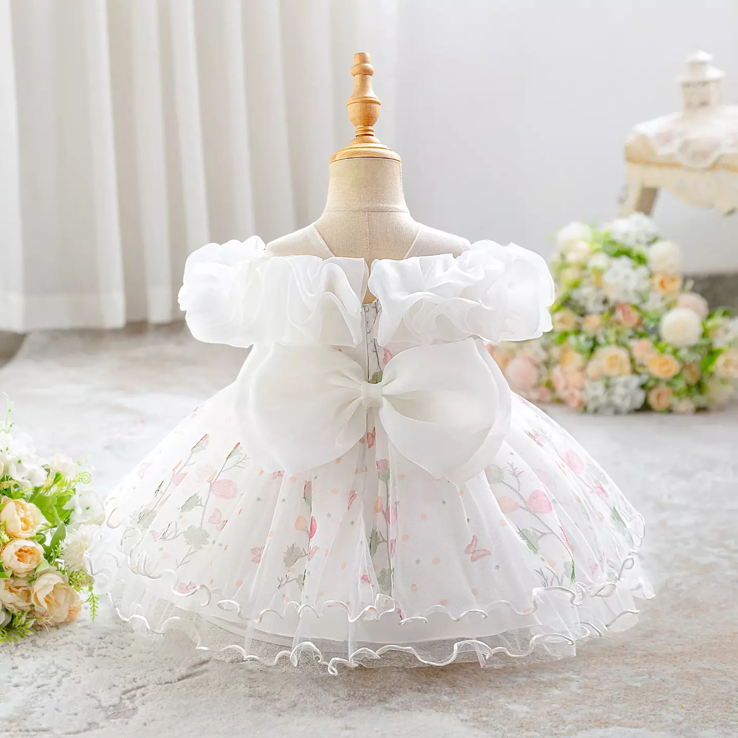Sophie IV White Butterfly Tulle Baby Christening & Party Dress