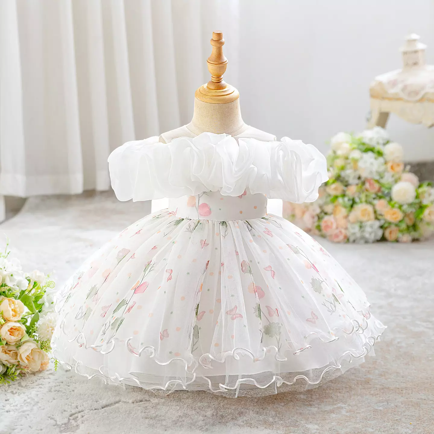 Sophie IV White Butterfly Tulle Baby Christening & Party Dress