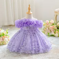 Sophie IV Lavender Organza Ruffle Baby Party Dress with Butterfly Tulle