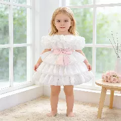 Sophie V White Tiered Baby Christening & Party Dress